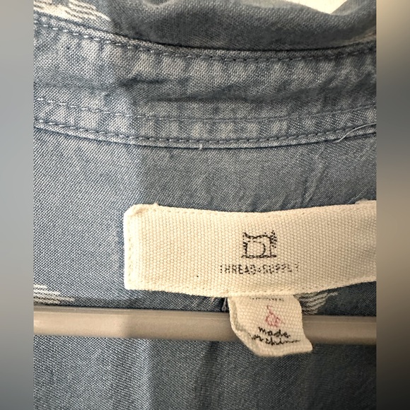Thread & Supply denim printed dress with frayed hem large - Picture 3 of 3